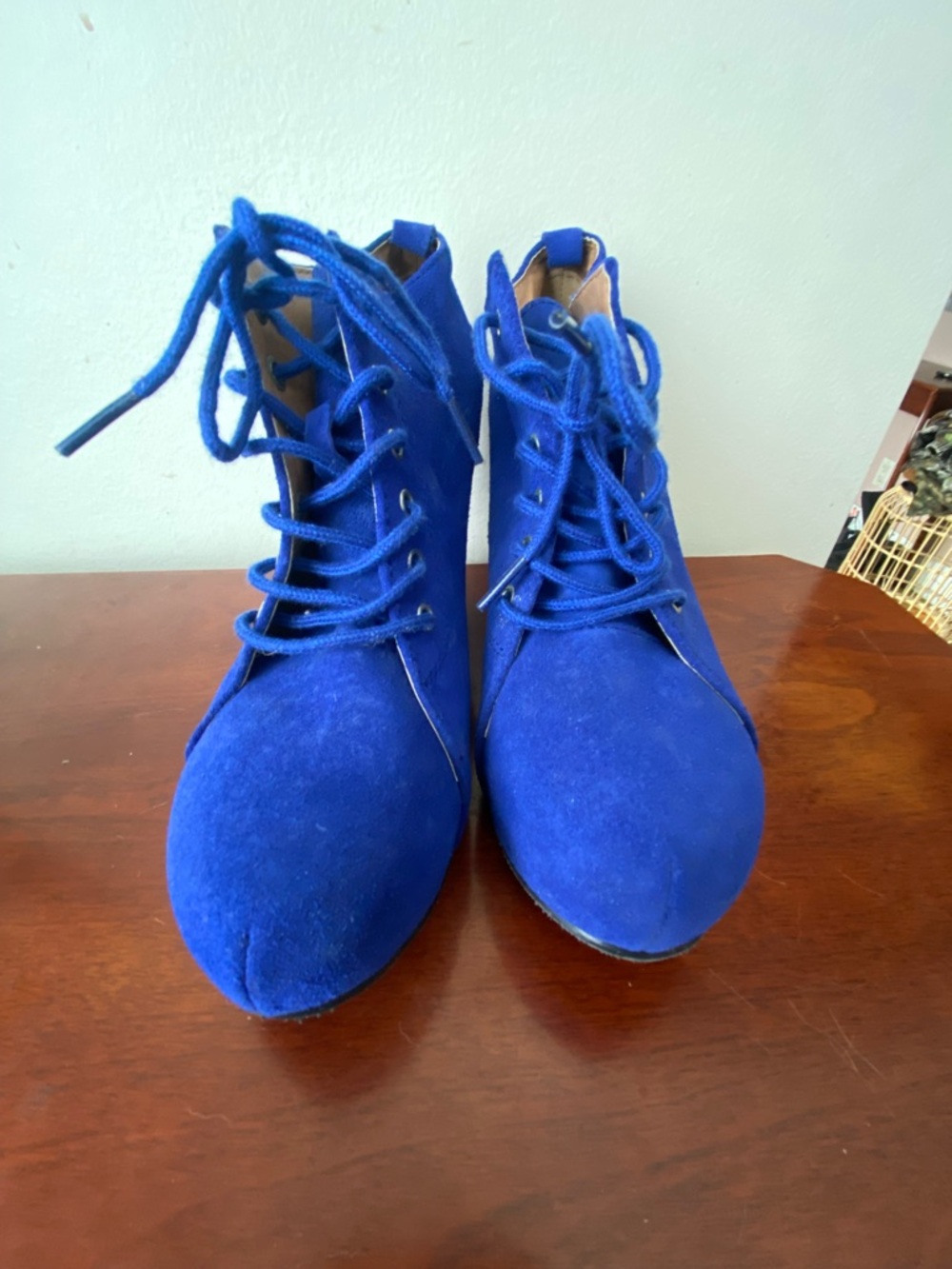 Lace-Up Ankle Boots in Royal Blue